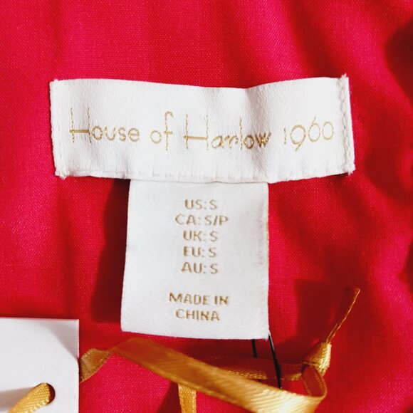 House of Harlow 1960, Small, Mini Sundress, Red/White, Tie Shoulders, Linen Blen - Picture 3 of 16